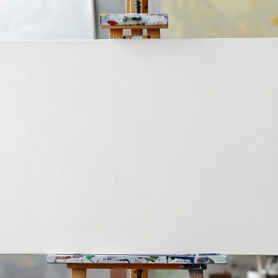 Blank Canvas on Easel in Artist Studio - Illustration